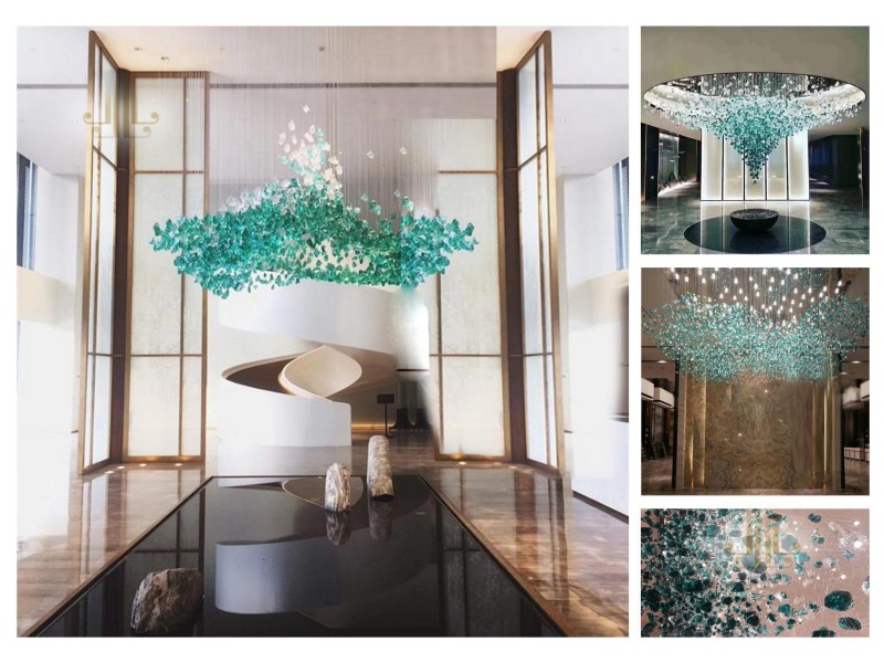 Ornate Crystal Chandelier in The Hotel Lobby