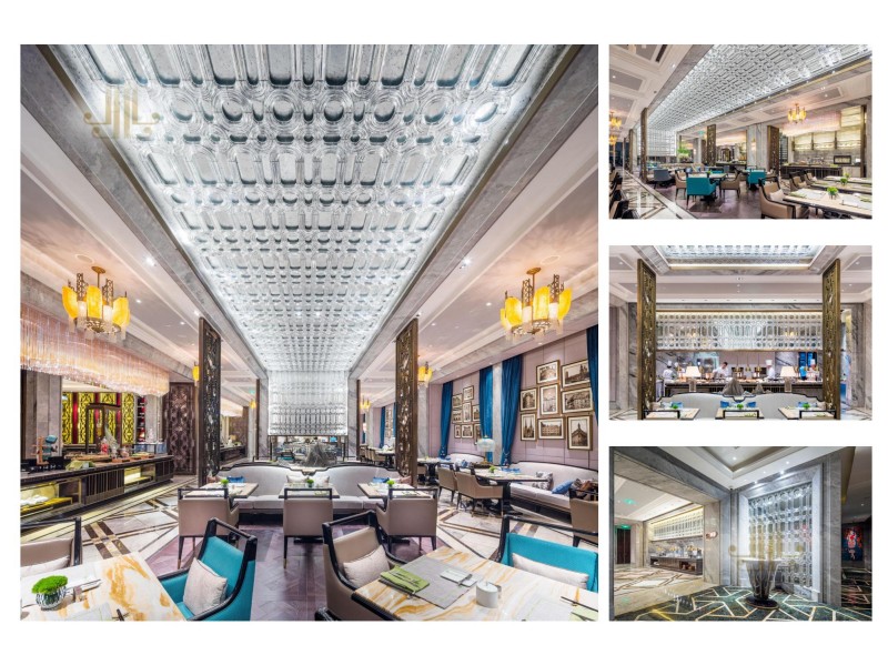 Large Glass Chandelier in Hotel Lobby